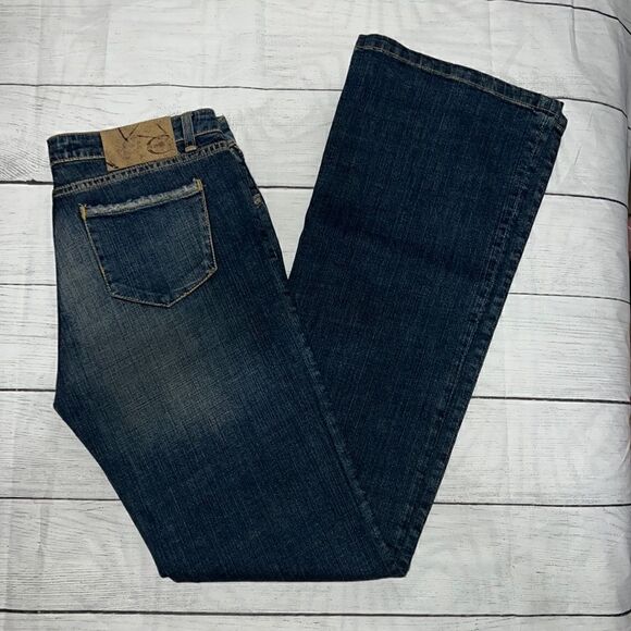 Just Cavalli Denim Boot Cut Jeans Medium Wash Whiskering sz 31 - Picture 1 of 8
